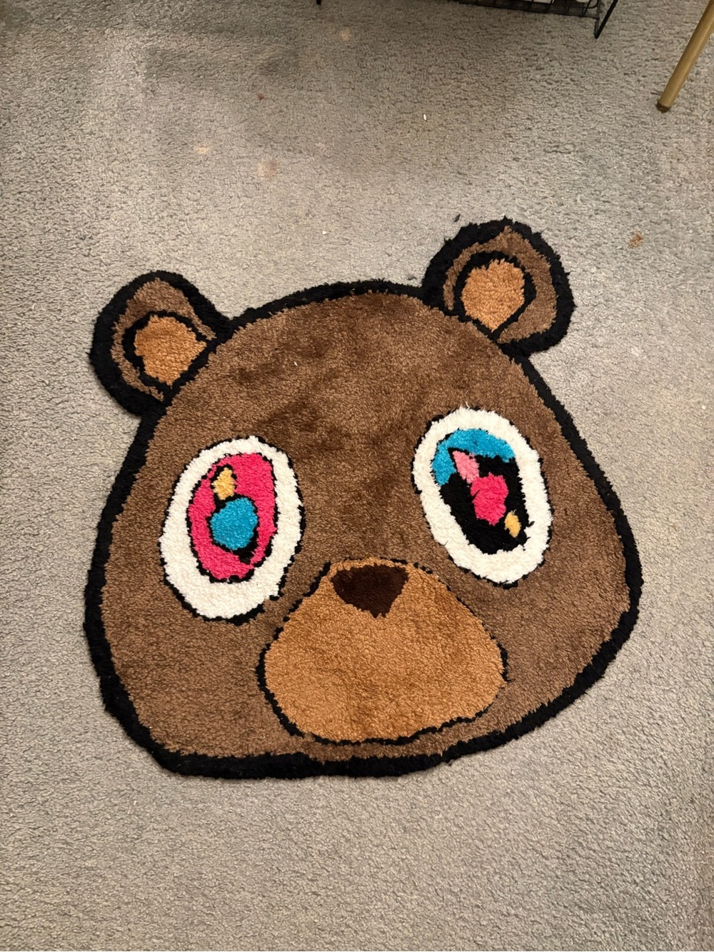 Kids Brown Bear Face Rug - Plush Decorative Floor Mat